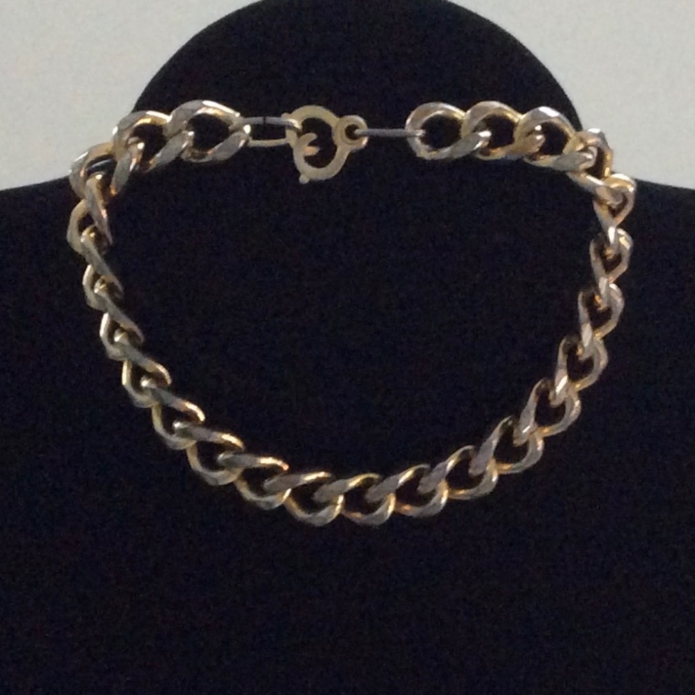 Vintage 2-Tone Cuban Link Bracelet with Heart Clasp *RARE FIND*